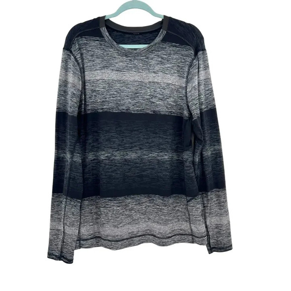 Lululemon‎ Core Crew Rulu Shirt Universal Stripe Black Gray Men's Size XL - Picture 1 of 9